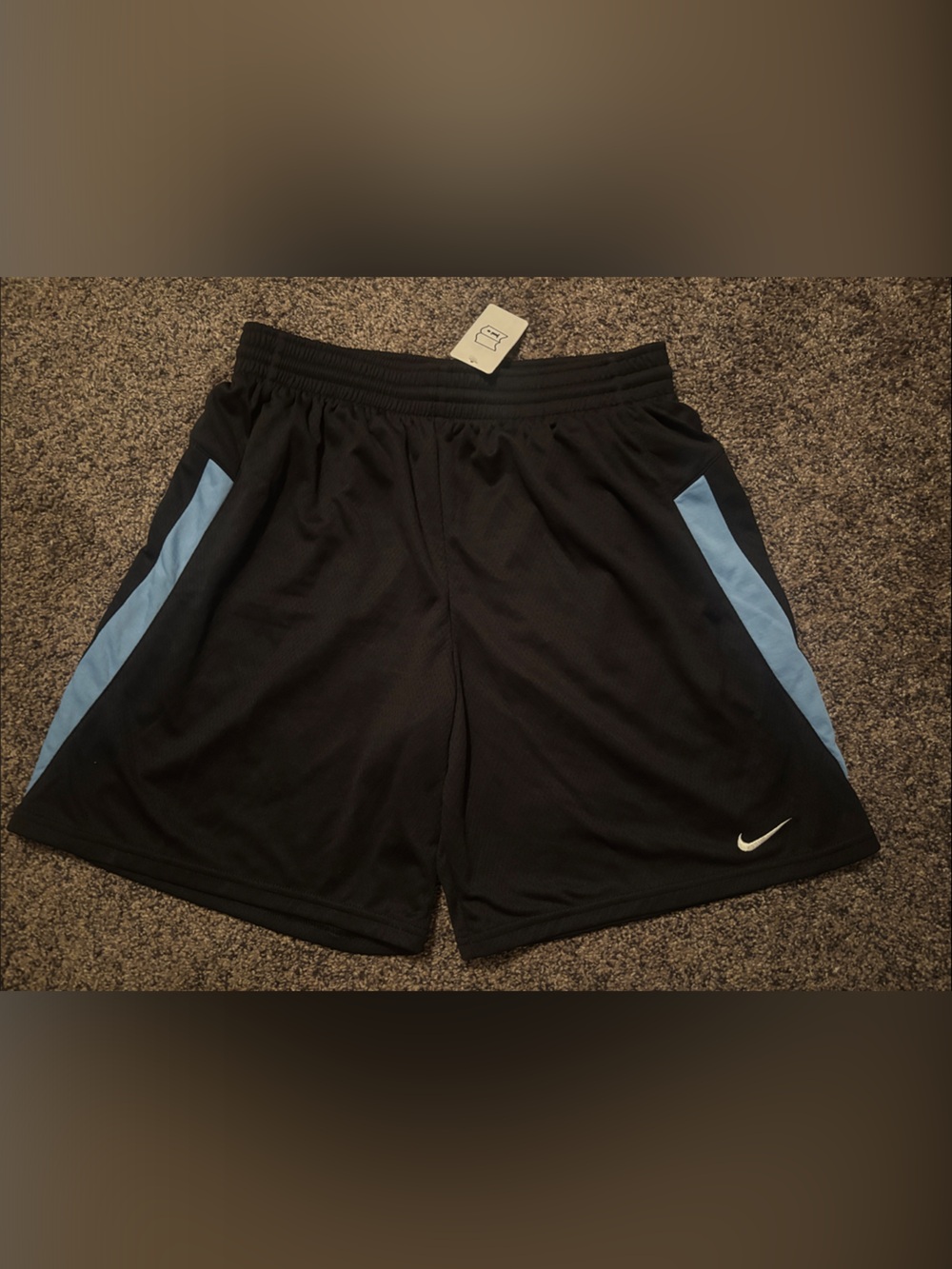 Nike Men’s Black Athletic Shorts with Light Blue Panels